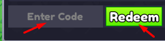 The "Enter Code" box and Redeem button in +1 Skill Point Legends