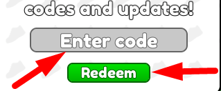 The code redeeming interface in +1 Speed And +1 Jump Every Second