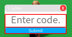 2 Player Superhero Tycoon Enter Code box and submit button