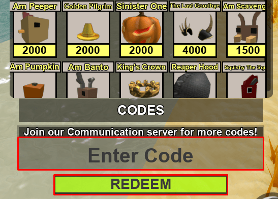 2019 Booga Booga enter codes box