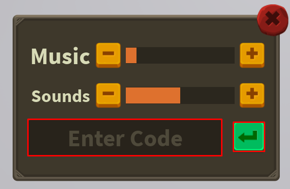 Action Tower Defense enter codes box