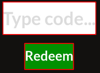 Anchored enter codes box and redeem button