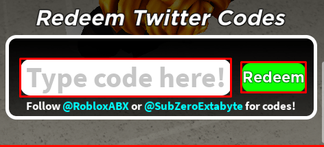 Anime Battlegrounds X enter codes box