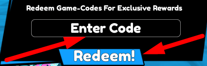 The code redeeming interface in Anime Fusion X