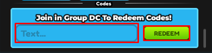 Anime Legend enter codes box and redeem button