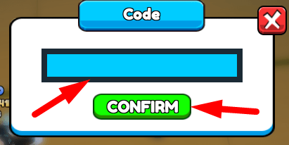 The code redeeming interface in Anime Slayer Simulator