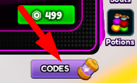 The Codes button in Anime Souls Simulator X