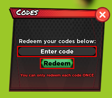 Anime Squad Simulator enter codes box