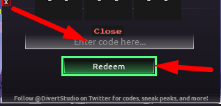 The code redeeming interface in Anime Unlimited