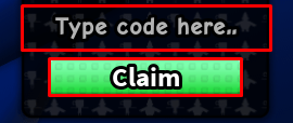 Anime Vs Brainrots enter codes box and claim button