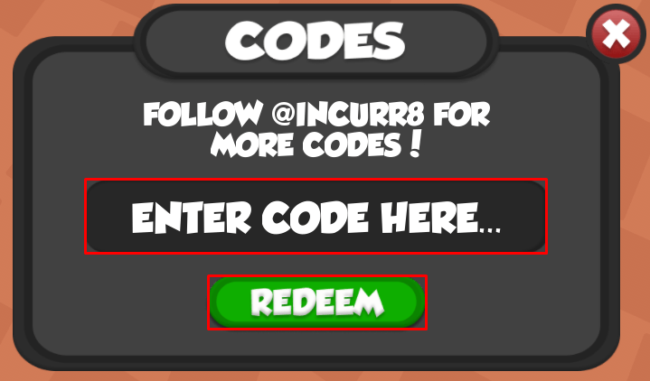 Anime World enter codes box