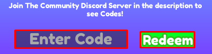 Bakery Shop enter codes box and redeem button