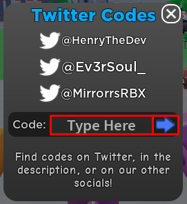 Bank Robbery Simulator Twitter claim game codes text box and button