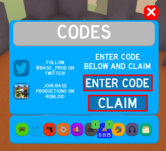 Base Raiders enter code box