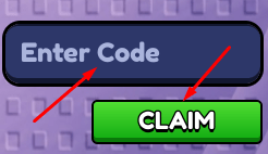 Enter Code box and CLAIM button to redeem codes in BE A FISH BAIT!