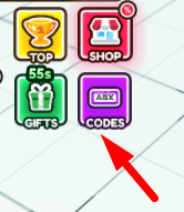 The Codes button in Block Eating Simulator