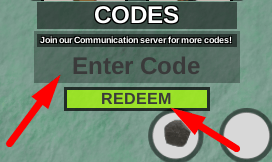 The code redeeming interface in Booga Booga [REBORN]