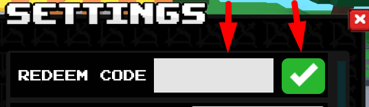 The code redeeming interface in Bow Battle Arena