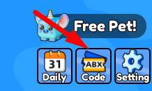 The Code button in Boxing Clicker Simulator