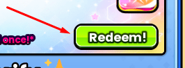 The Redeem! button in Bubble Gum Tappers