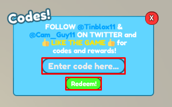 Buffman Simulator enter codes box