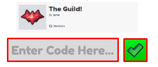 Build a Golem Army enter codes box and green tick icon