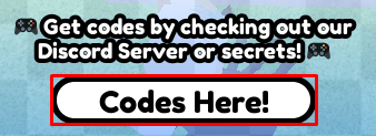 Button Mining Simulator enter codes box