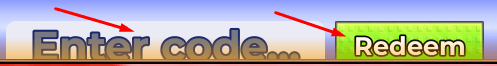 Enter Code box and Redeem button to redeem codes in Cavity Crushers