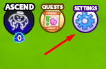The settings button in Chaotic Bean Simulator