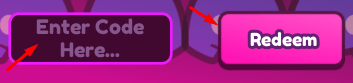 The "Enter Code Here" box and Redeem button in Chicken Incremental