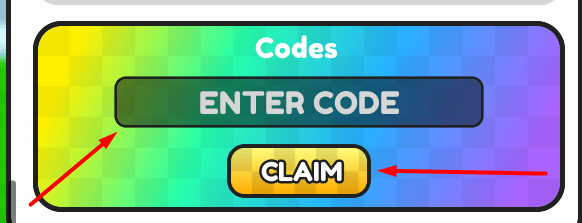 The ENTER CODE box and CLAIM button in Chop Training