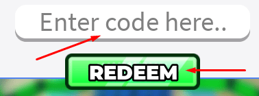 Enter code here box and REDEEM button to redeem codes in Clean the Golf Yard