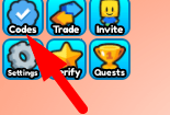 The Codes button in Clicker League