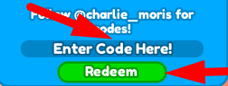 The code redeeming interface in Clicker League