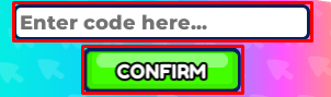 Clicker Simulator X enter codes box and confirm button