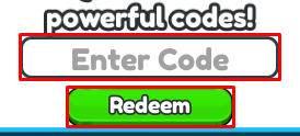 Climb to Infinity enter codes box and redeem button