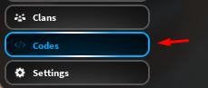 The "Codes" button in Combat Surf