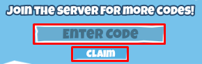 Cooking Chaos enter codes box and claim button