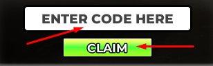 ENTER CODE HERE box and CLAIM button to redeem codes in  Cowboy Duels