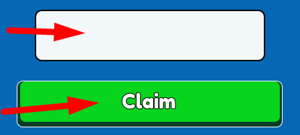 The code redeeming interface in Cut The Grass RP