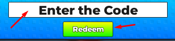 The "Enter the Code" box and Redeem button in Defeat and Collect Anime