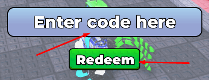 Enter code here box and Redeem button to redeem codes in Defend ur base with anime