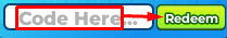 The "Code Here" box and Redeem button in Defend Your Safe