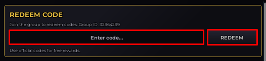 Demon Slayer Incremental enter codes box and redeem button
