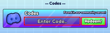 Dice Rolling Incremental enter codes box and redeem button