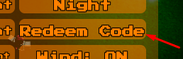 The Redeem Code button in Dragon Ball RP: Aftermath
