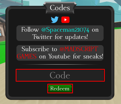 Elemental Warfare codes claim field and redeem button