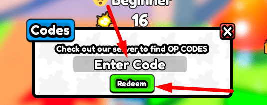 The code redeeming interface in Fart Door Simulator
