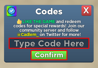 Fat Simulator enter codes box