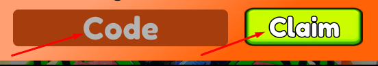 Code box and Claim button to redeem codes in Find and snipe Brainrot